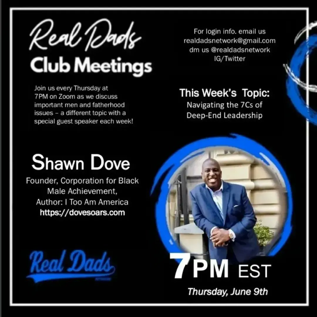 RealDadsNetwork's tweet photo. Real Dads Celebrating Real Dads. #RealDadsWeek2022
Shawn Dove, a founder, activist, author and motivational speaker, will be our guest speaker for tonight's #RealDadsClub. https://t.co/AXZKzlWSTp