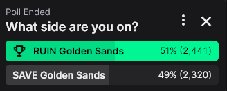 Very close..

But a clear and obvious winner!
#RuinGoldenSands #SeaOfThieves