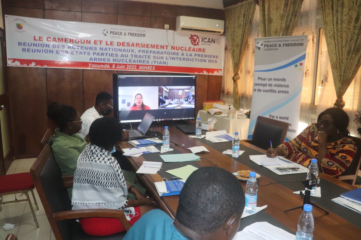 DongmoFeugap's tweet photo. Yesterday 8 June 2022, Cameroon Ministry of External relations hosted a strategic meeting ahead of the upcoming First Meeting of State Parties #MSP1 #Vienna to the #TPNW. Participants urged the Gvt to sign and ratify the treaty @nuclearban @WilpfCameroon @RCW_ https://t.co/rkHbeSeRMn