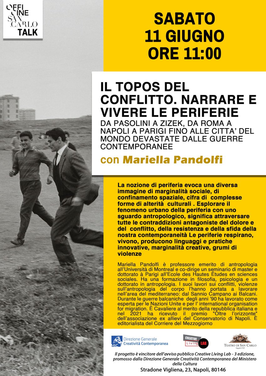 teatrosancarlo's tweet photo. Appuntamento domani a #Vigliena alle ore 11...non mancate!
#TeatroSanCarlo #CreativeLivingLab #DirezioneGeneraleCreativitàContemporanea #OfficineSanCarlo @MiC_Italiaa https://t.co/uZ7N3H6duF