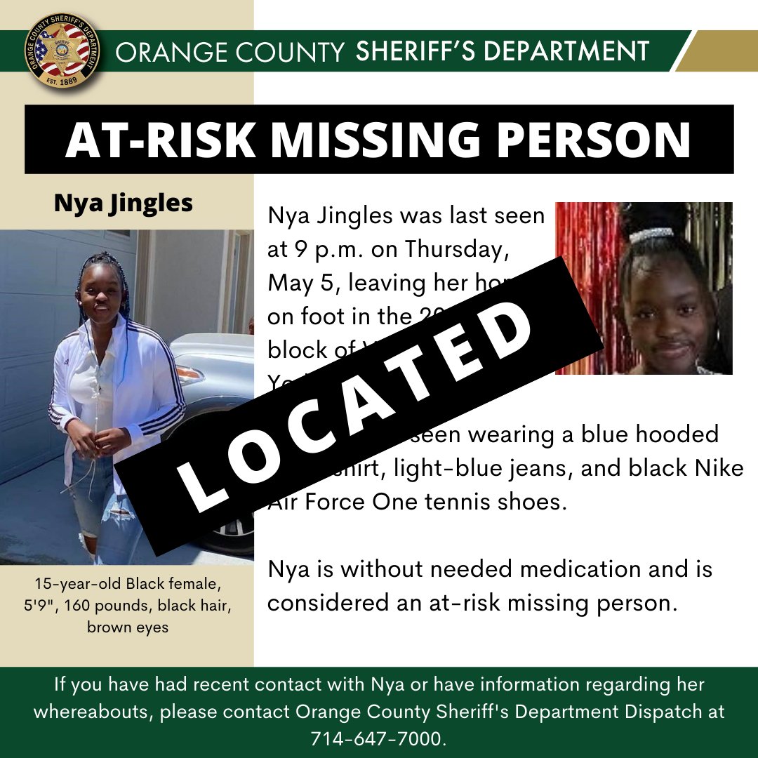 OCSD Yorba Linda on Twitter "Yorba Linda Police Services has located