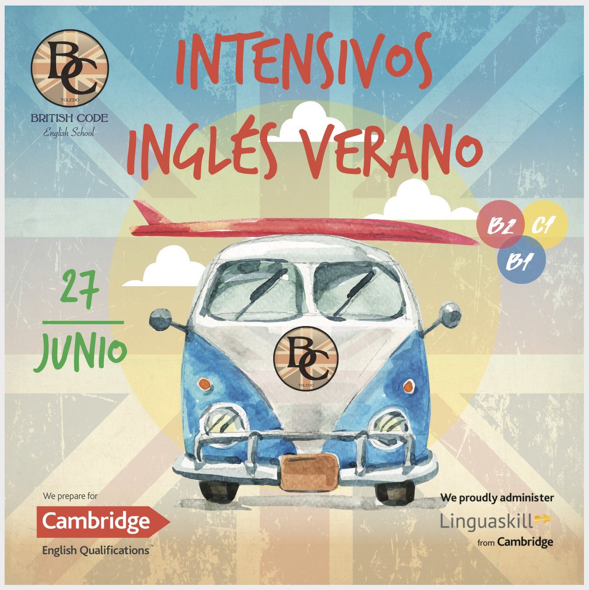 britishcodees's tweet photo. ☀️INTENSIVOS INGLÉS VERANO☀️
                   5 SEMANAS
✅ Empezamos el 27 y 28 de Junio.

🇬🇧 ¿Quieres obtener un certificado que acredite tu nivel de B1-B2-C1?

📌Matricúlate en nuestros intensivos y conseguirás el certificado en 5 SEMANAS 📃 https://t.co/szK82qGkWM