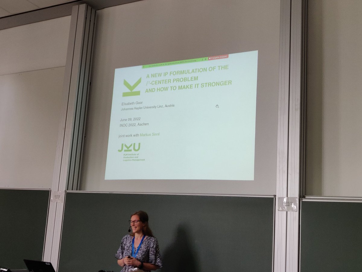 Elisabeth Gaar with a talk about our improved formulation for the p-center problem at <a href="/inoc2022/">inoc2022</a> #orms