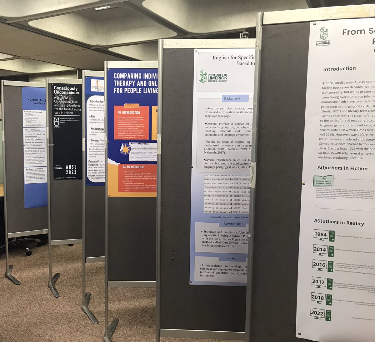 A teaser showing a small selection of the posters that will be on display at our #AHSSPGConf tomorrow in UL. Welcome @ResearchArtsUL postgraduate students @TUS_ie students and MIC @stackju @drtinamorin @ShaneKil