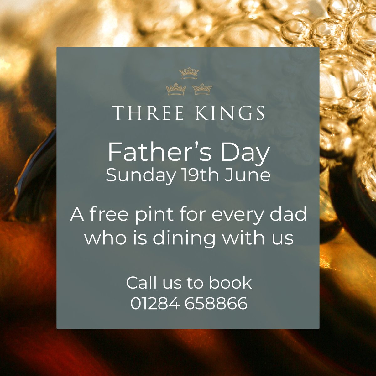A week on Sunday is Father's Day. Any Dad who's dining with us on that day gets a free pint. #freebeer #cheers #fathersday #burystedmunds #fornhamallsaints 🍻