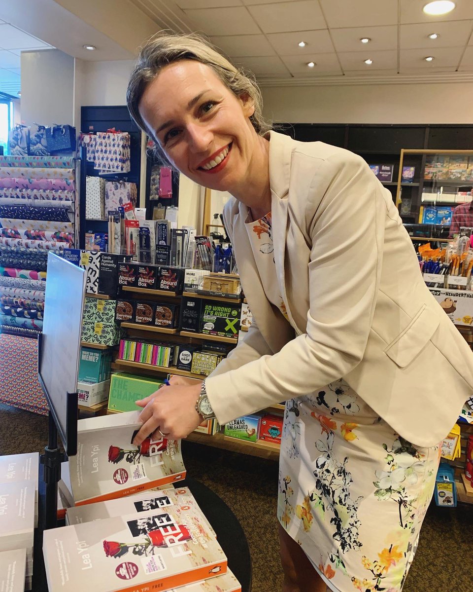 talk about a treat of a visit- <a href="/lea_ypi/">Lea Ypi</a> author of our non-fiction book of the month stopped by and signed some copies for us! #fascinating