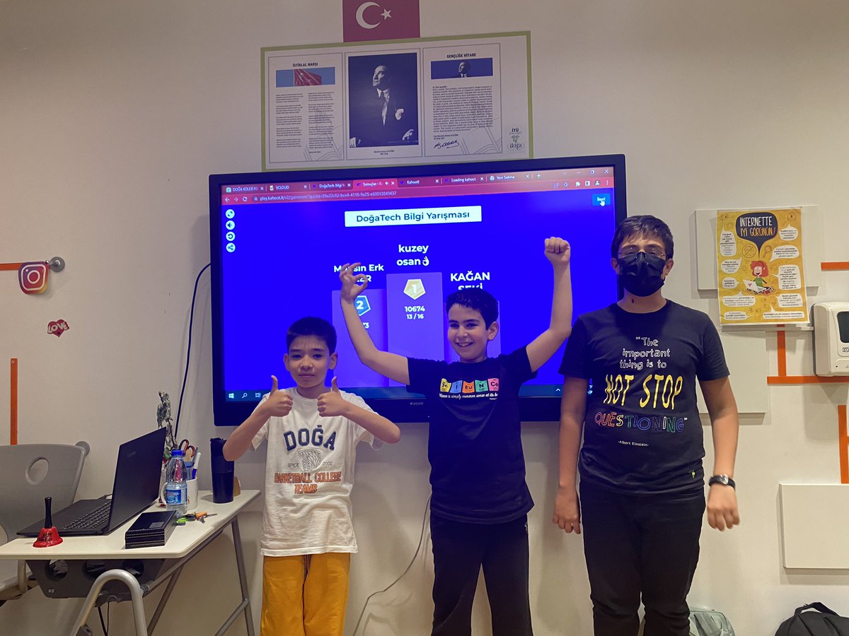 _cerenekiz's tweet photo. Kodlama ve Robotik kış okulu son etkinliğimizde grupça kahoot bilgi yarışmaları düzenledik. 🥰🧐Ve çok eğlendik. Tüm çocuklarıma bu alanda sonsuz başarılar diliyorum. 🤖#dogatech @cavidanvarl @cayyolu_doga https://t.co/5LPh9aQ8yj