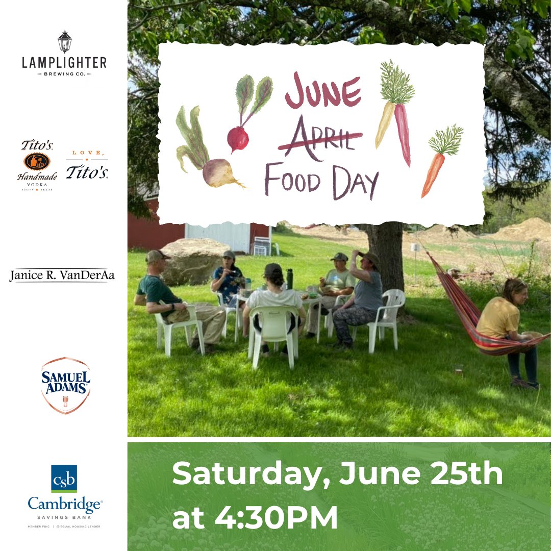 Our 'June Food Day' community gathering is right around the corner! Get your tickets now: eventbrite.com/e/april-food-d… 

All proceeds will support our work as we head into the busiest part of the farming season.