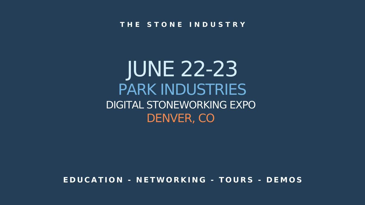 Moraware's tweet photo. The Digital Stoneworking Expo is back in-person and bigger than ever! Countertop fabricators will join Park Industries in beautiful Denver, Colorado for shop tours, CNC demo’s, fabricator speakers &amp; more. Register for the expo here: https://t.co/AcfFmQkUIN https://t.co/UJORpdJnJi