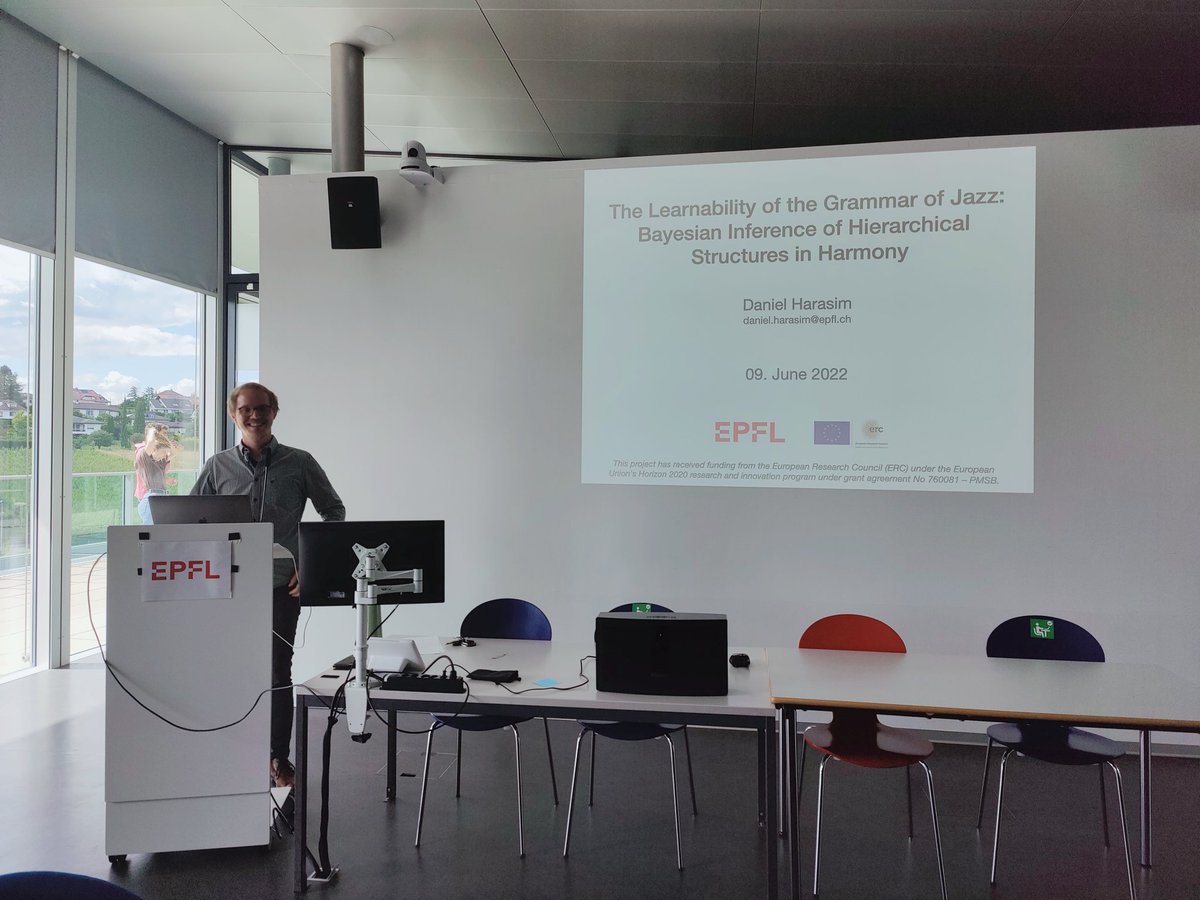 Happening now @epfl: Distinction Lecture "The Learnability of the #Grammar of #Jazz" with <a href="/danielharasim/">Dr. Daniel Harasim</a>. #musicscience <a href="/dhCenter_/">dhCenter UNIL-EPFL</a> <a href="/DCML_EPFL/">Digital and Cognitive Musicology Lab</a> <a href="/EPFL/">EPFL</a>cdh <a href="/epfldh/">EPFL Digital Humanities</a>