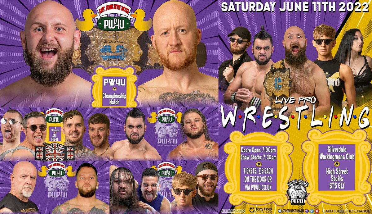 Just 2 days to go until our Family-Friendly Pro Wrestling show heads back to Silverdale at the WMC - Sat June 11th. Doors Open 7pm Show Starts 7:30pm Tickets just £6 each - available via PW4U.CO.UK & on the door on the day 🎟️ 🌟 ReTweets very much appreciated 🌟