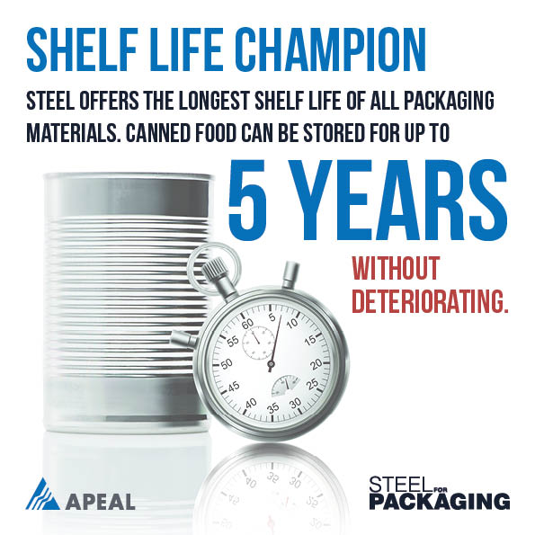 steelforpackEU's tweet photo. Steel offers the longest shelf life of all packaging materials. Canned food can be stored for up to 5 YEARS without deteriorating.
#SteelforPackaging https://t.co/8FwldydkCC