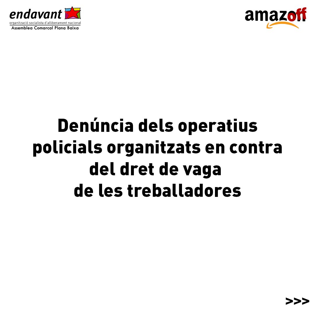 EndavantPB's tweet photo. 📢 Les anticapitalistes no ens deixem encisar pels cants de sirena i encoratgem el poble treballador a organitzar-se sindicalment per tal de no cedir ni un mil·límetre en la defensa dels seus drets laborals.
#HiHaUnaAltraManeraDeViure
#AmazOff
https://t.co/AKUOzrJlWH https://t.co/M5DKfJDRMW