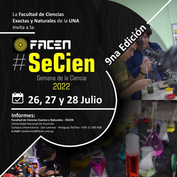 zoologiapy's tweet photo. Muy pronto la Semana de la Ciencia de la FACEN
Nos vemos! #SeCien #AnfibiosBosquesTropicalesPy #SemanadelaCiencia #FACEN #UNA #Paraguay https://t.co/NpGH2ahuOx