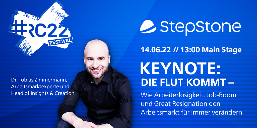 stepstone_de's tweet photo. Vor ausverkaufter Halle spricht unser Arbeitsmarktexperte Dr. Tobias Zimmermann am ersten Tag des #RC22 über #GreatResignation, #Jobboom und #Arbeiterlosigkeit.
Main Stage am 14.06.2022 um 13:00 Uhr.
Wir freuen uns auf alle die dabei sind!
@tt_embrace @WeAreDevs https://t.co/QgDb7awoKA