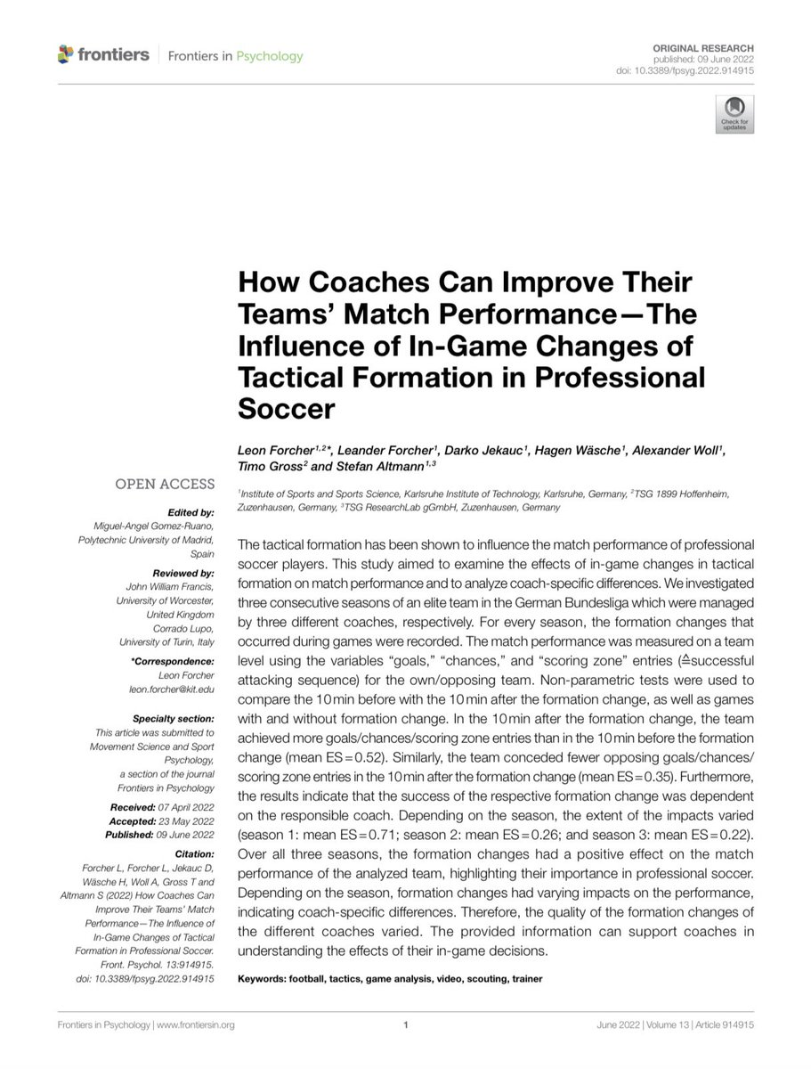 in-game formation changes improve match performance 📈 

new publication in Frontiers in Psychology 
doi.org/10.3389/fpsyg.…

<a href="/leander_fo/">leander forcher</a> 
<a href="/StefanAltmann3/">Stefan Altmann</a>