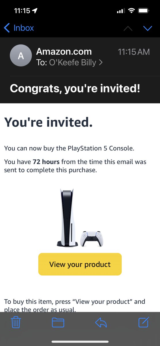 LeBlorstOfTimes's tweet photo. If you signed up for an invite to purchase a Playstation 5 from Amazon, check your inboxes -- at least one wave has gone out (just got mine).

To request an invite, go here: https://t.co/4zMS7KfAXi

#PS5 https://t.co/old2TKuauG
