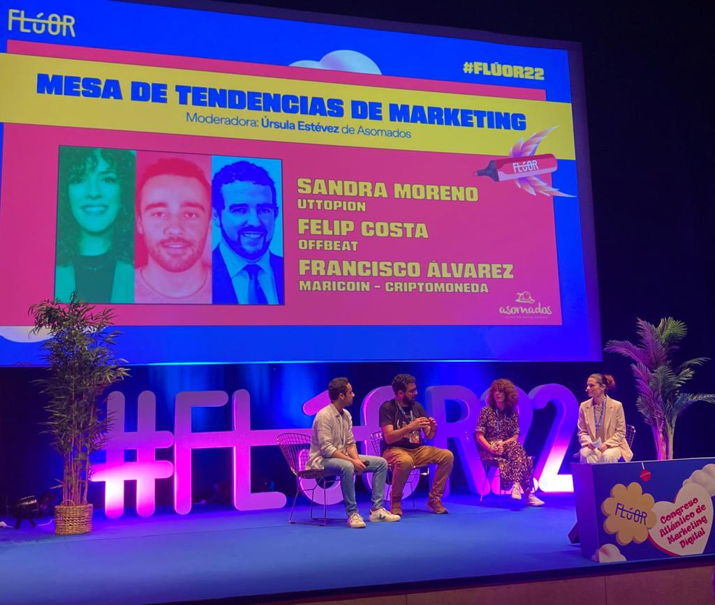Mesa de “Tendencias de #Marketing” 
CC <a href="/uttopion/">Uttopion Metaverse</a> @OffBeat <a href="/maricoinoficial/">Maricoin (MCOIN)</a> <a href="/congresofluor/">Congreso FLÚOR</a> #FLUOR22 #MarketingDigital #blockchain #NFT #Metaverso #MetaverseNFT #NFTCommunity