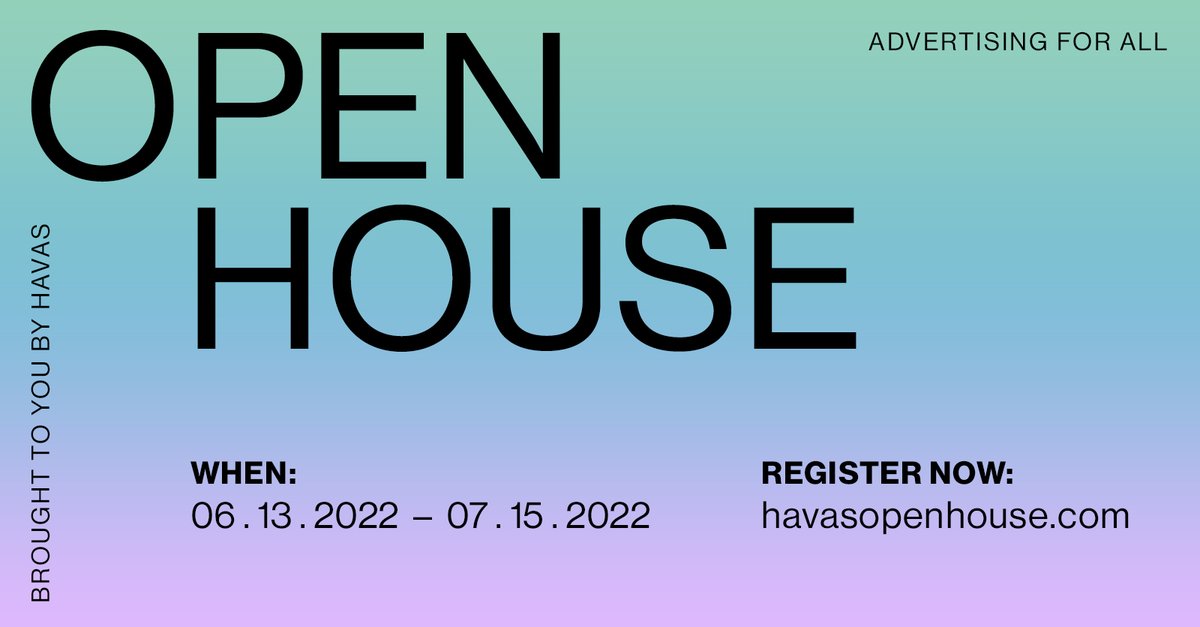 📣Calling all creatives with a passion to learn more about advertising! Havas is hosting its 3rd annual Open House starting this Monday 6/13. Come learn more about the agency and the industry from our very own leaders. Register Now at HavasOpenHouse.com