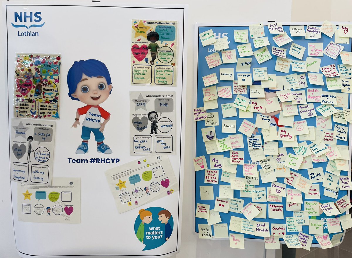 Take a moment & think: what matters to you? 

I 💙 this stand at #RHCYP today. Patients, families, staff & post it notes! 

#WMTY #WMTY2022 @WMTYScot @echcharity @LothianChildren @nhslothcharity @NHS_Lothian