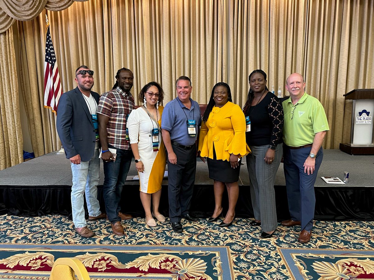 Our Annual Business Meeting sponsor A.M. Simpkins &amp; Associates photographed with William Gil, Dr. Camesha Whittaker, Ed Trombley, and Ria Woods White! Thank you to our sponsors and speakers! #facrao2022