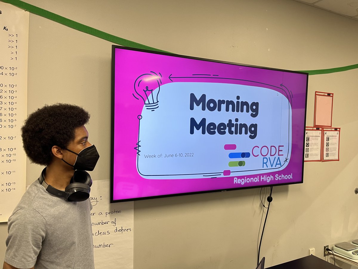 HSHS_AP_Parvaiz's tweet image. I always appreciate when my students run Morning Meetings @CodeRVA1 Hope you like the pictures from today&apos;s student-run meeting.
#WeAreCodeRVA