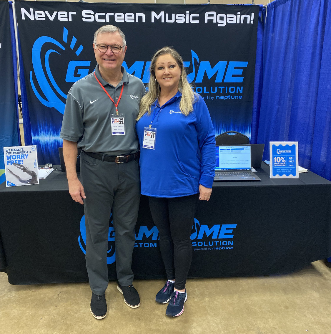 bryanhouston's tweet photo. @dndteacher and I are looking forward to meeting Athletic Directors and Administrators at @TAPPS convention in Waco. Let us help you eliminate inappropriate music at your games and create competition cheer and dance music for cheer squads and drill teams. #TAPPSCON22 https://t.co/nhsguFWcPP