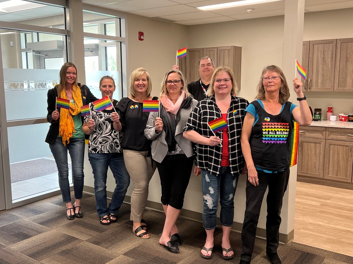 SturgeonSchools's tweet photo. It’s Pride Week! Yesterday at Central Office we proudly put on our rainbow colours to celebrate the diversity within our division, and to show support for our 2SLGBTQ+ community. Our division is committed to continuously fostering an environment in which all students 🏳️‍🌈 https://t.co/HcmZKpry3y