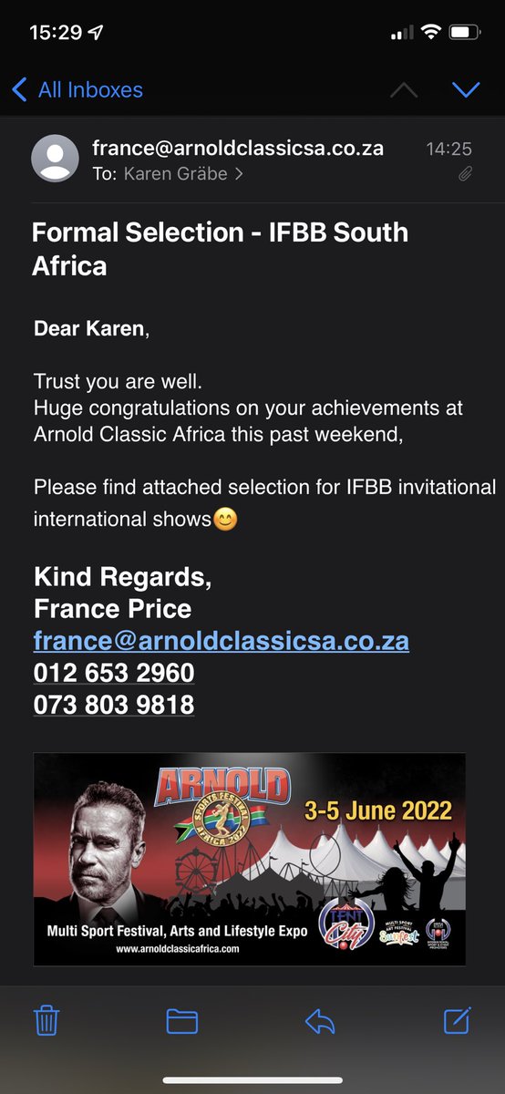 grabe_karen's tweet photo. Received this this afternoonโฆthe question ๐๐ผโโ๏ธ isโฆyay or nay for Arnold Classic Europe?
Please help!!!
#descisions https://t.co/TaQtwGmIFz