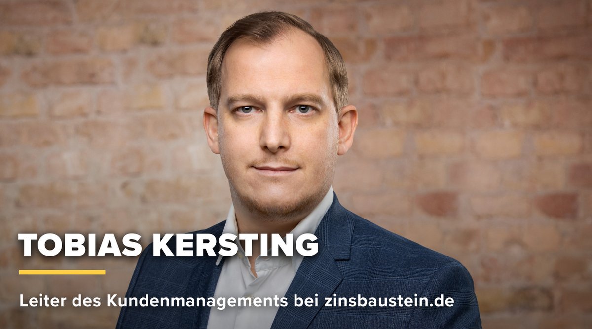Dürfen wir vorstellen? Tobias Kersting – Leiter des Kundenmanagements bei zinsbaustein.de🎉
Tobias ist bereits seit Anfang 2021 ein wichtiger Teil des zinsbaustein.de-Teams und wir freuen uns, dass er ab diesem Juni die Leitung des Kundenmanagements übernimmt. 
 
#fintech