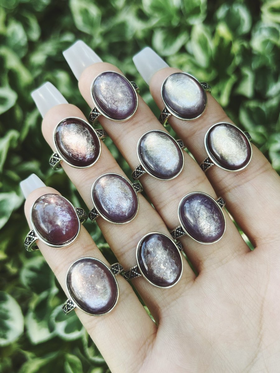 💜💍 gemmy lepidolite rings 💍💜
(sterling silver &amp; adjustable)