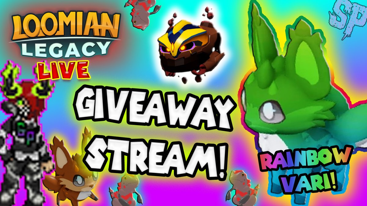 GoriestPunk's tweet photo. Live With Loomian Legacy! Giveaway Stream! +Rainbow Vari! Stop By The Stream! #Roblox #LoomianLegacy #RainbowVari #Youtube https://t.co/owNqsoAokZ https://t.co/6QSNH9hxgb