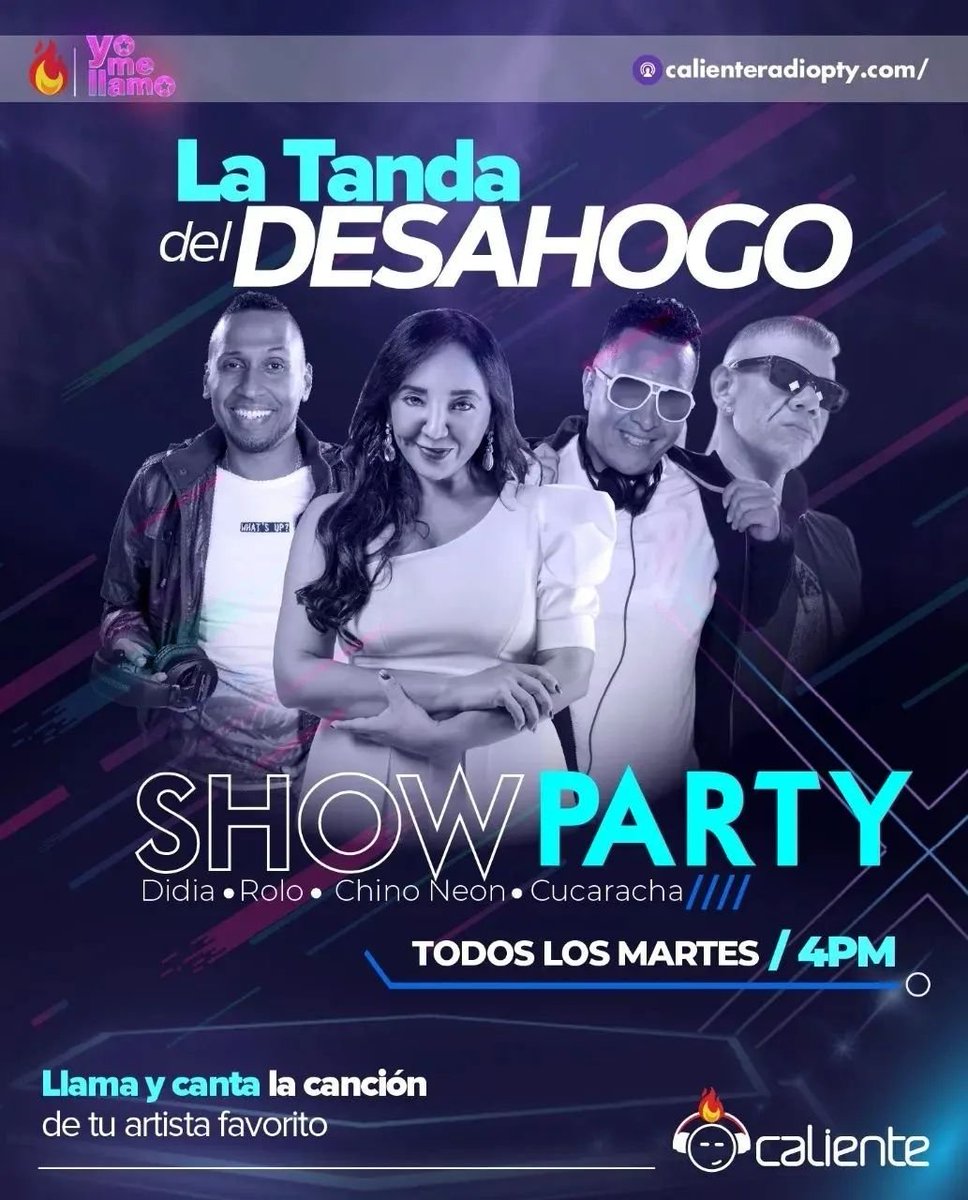 📣ATENCIÓN PANAMÁ‼️ 

Todos los martes son para cantar con #LaTandadelDesahogo YO NO ME LLAMO junto al #ShowParty con premios, sorpresas y más. 🥳 #PasalaBien <a href="/didia507/">didia507</a> <a href="/rolocomando/">Rolo De Leon</a> <a href="/chinoneon/">ChinoNeon</a> @djcucarachapma