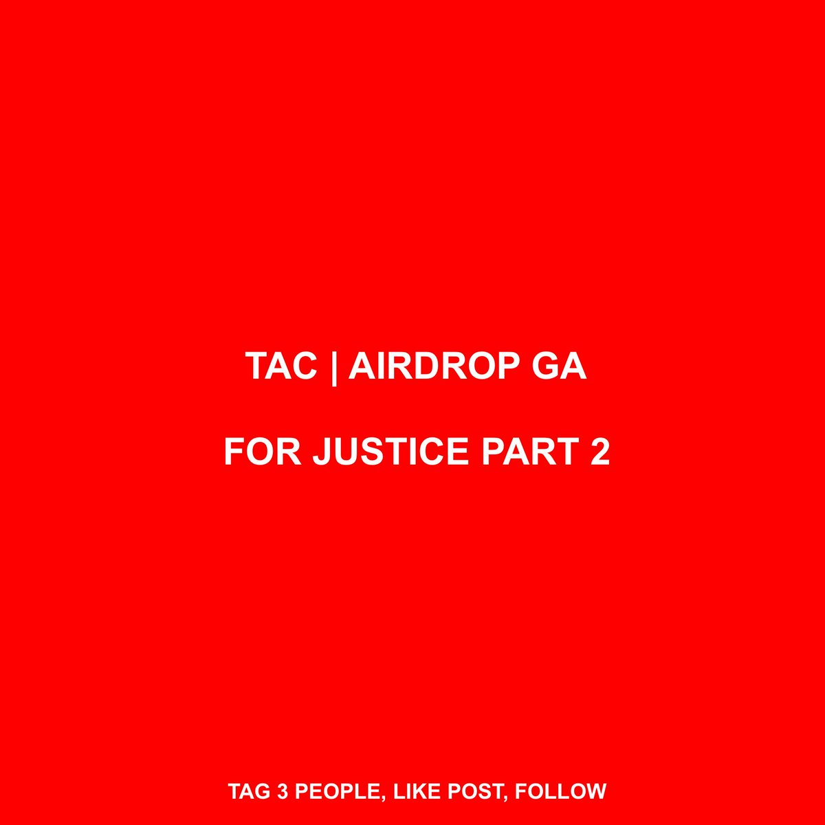 🚨 TAC | SECOND AIRDROP GA 🚨

Its my birthday so we doing an Airdrop! 🔥

Will end whenever we want it to end

Tag 3 people
Like 
Retweet 
And follow 

What are we gonna airdrop and how many? Its a fucking surprise 💎

Alphas, if you’re still there, this is the time to shine