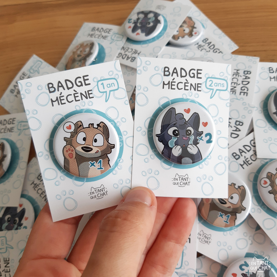 entantquechat's tweet image. Hello, aujourd'hui je vous montre : les #badges mécènes 😺 C'est une récompense collector pour les mécènes qui sont là depuis un bout de temps 😊 #badgecollector #badgecollection
