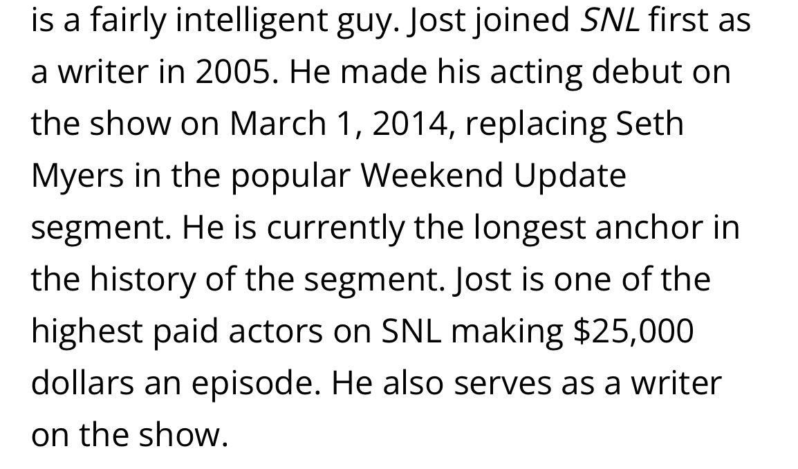 Clearly this info isn’t true because I’d bet Colin Jost doesn’t break 6 feet tall, whereas both Chevy Chase and Kevin Nealon have to be at least 6’4”. Oh, wait, that’s not what you mean by “longest anchor”? https://t.co/YSdywnJdXa