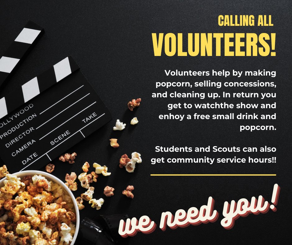 WE NEED YOU!!  Summer's starting we've ramped up our special events! Volunteer and you'll get to help out your local cinema and then watch the show with a free small soda and popcorn! 

Check out milfordcinema.org/volunteer for more information.