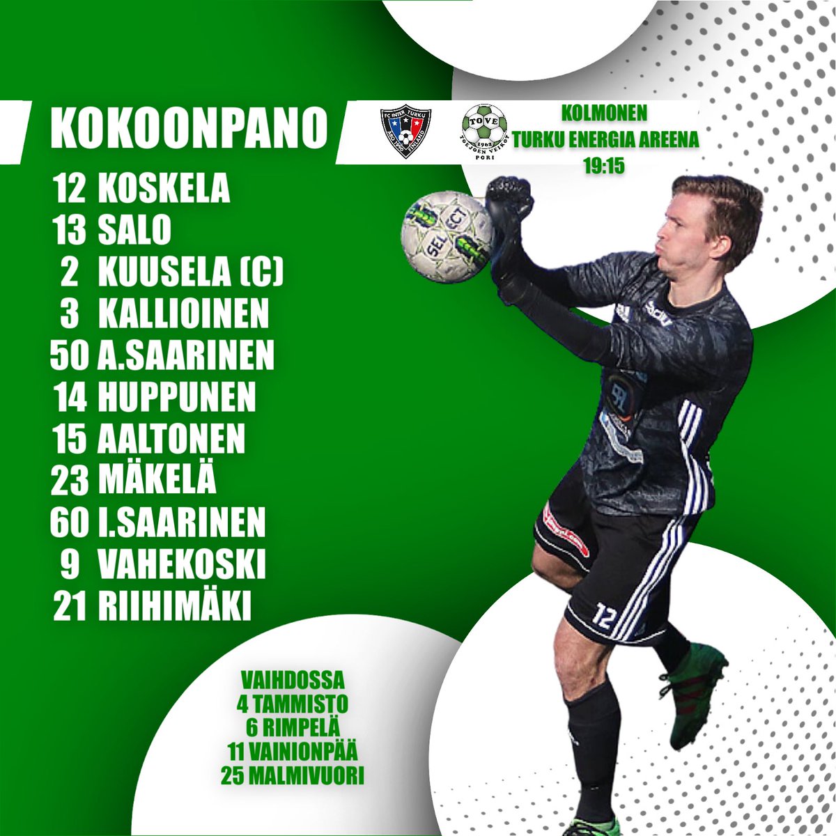 Vieraspeli starttaa klo 19:15, missäs muuallakaan kuin kupittaalla 🤷‍♂️ Tällä kertaa vastassa FC Inter 2 ⚽️

#toejoenveikot #seonmunjengi #säästöpankki #tahdoenemmän