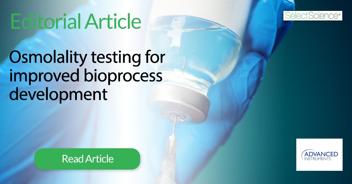 SelectScience's tweet image. The manufacturing of #biologics is a complex process, requiring optimization and precise control of bioprocess parameters. Discover the benefits of harnessing the latest OsmoTECH osmometer technology for biologics manufacturing 👉 bit.ly/3xBTkPP

#OsmolalityTesting