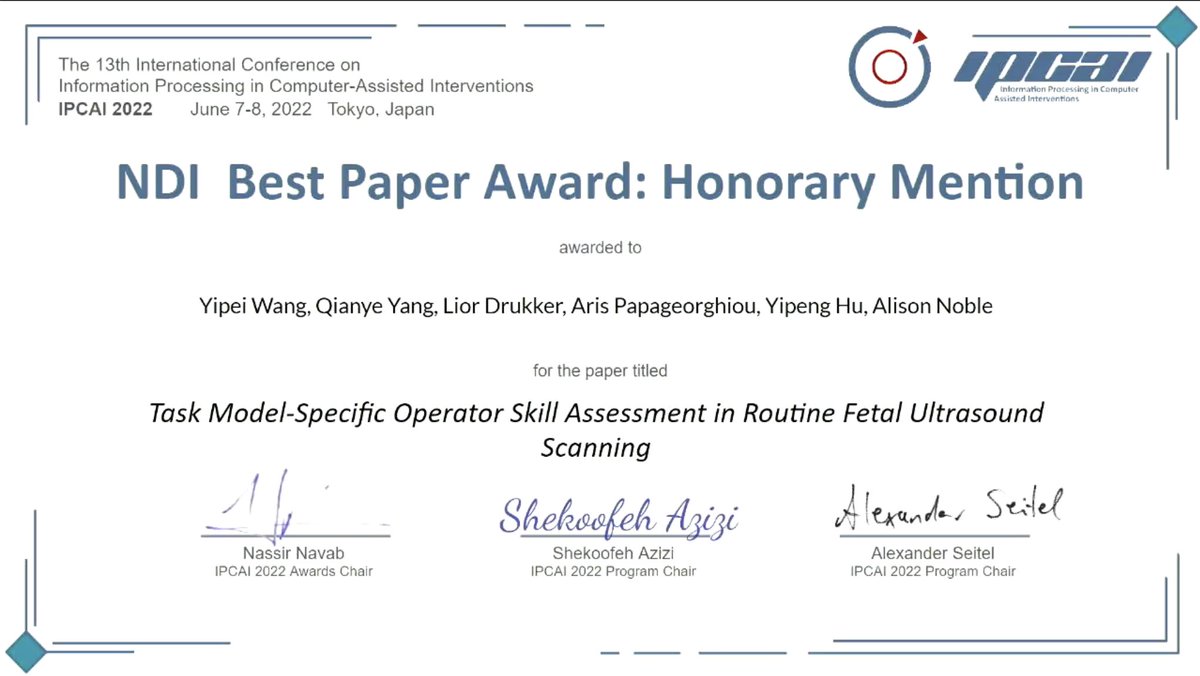With DL image analysis, does acquiring ultrasound images become easier for sonograohers? or simply needing a different set of skills? (identifying standard planes is no longer a mandatory skill?) Yipei's now-award-winning paper had a look at this 🧐
doi.org/10.1007/s11548…