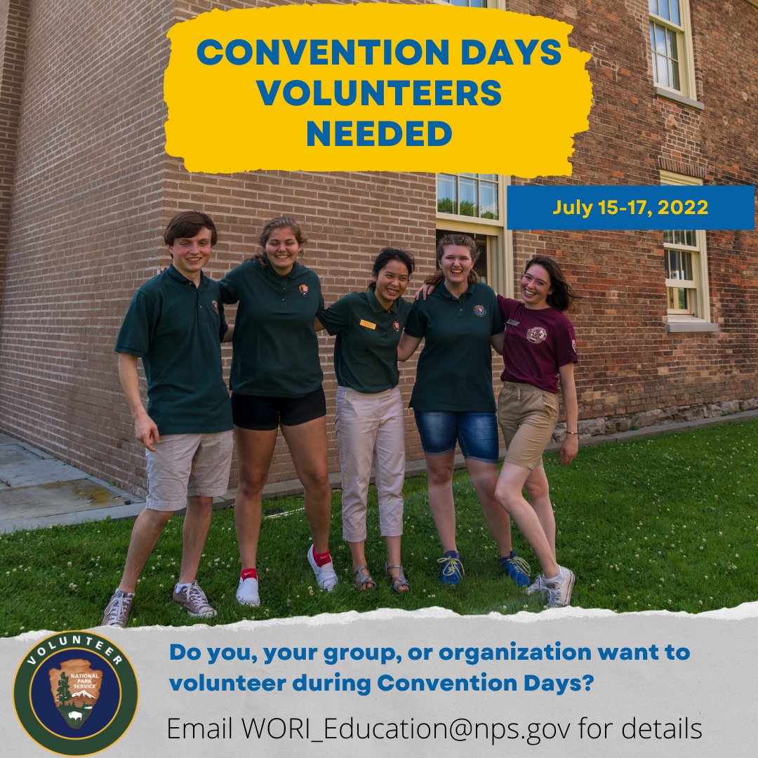 We have several volunteer opportunities here at Women's Rights NHP. If you don't want to commit regularly, we also have opportunities during special events, like Convention Days. All ages and background experiences welcome!
Email WORI_Education@nps.gov for more information