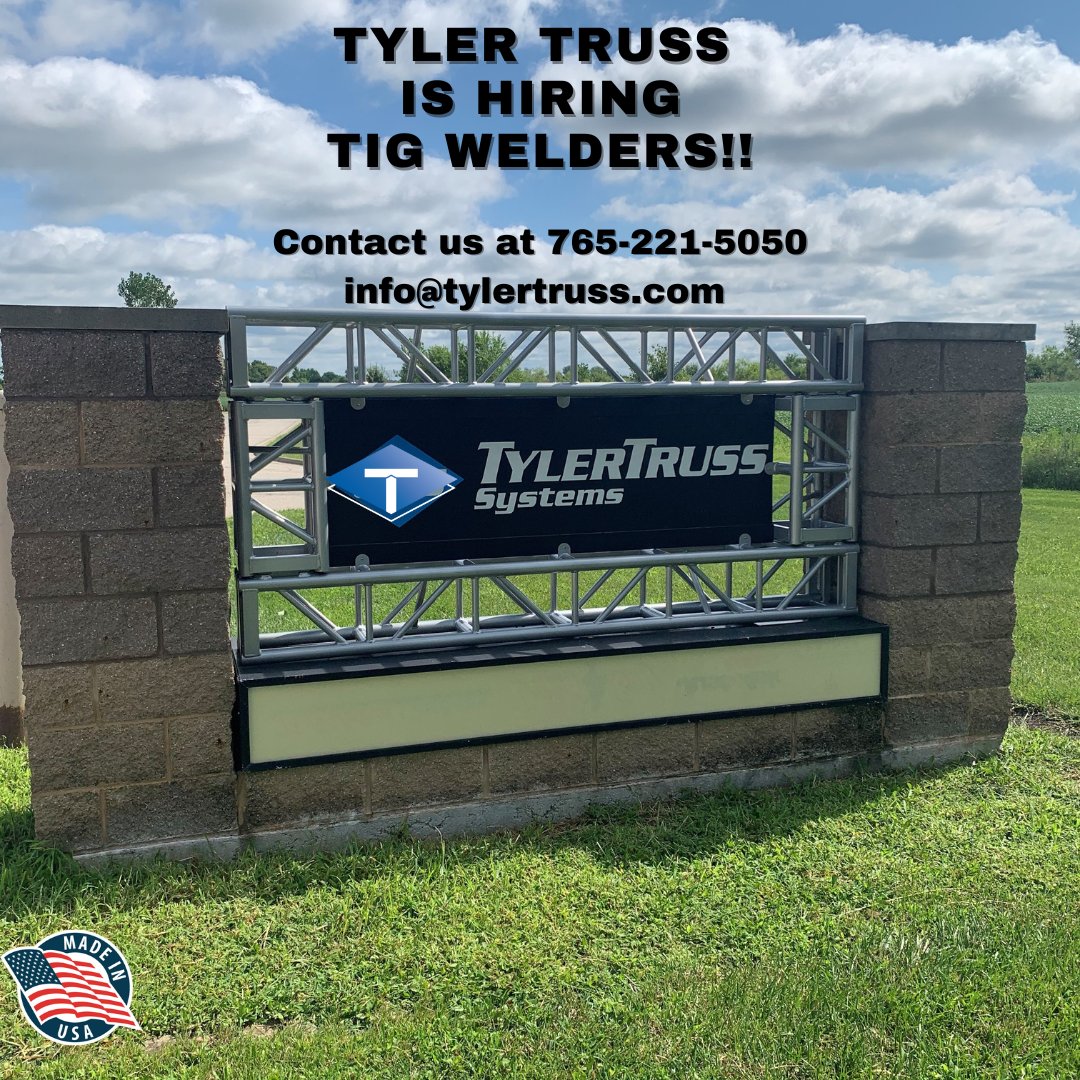 tylertrussinc1's tweet photo. Tyler Truss is hiring TIG welders &amp; other positions!
Contact us at 765-221-5050
info@tylertruss.com
https://t.co/0OfE9371Oo 
#welding #welders #tig #hiring #Pendleton https://t.co/QVRmblaeVo