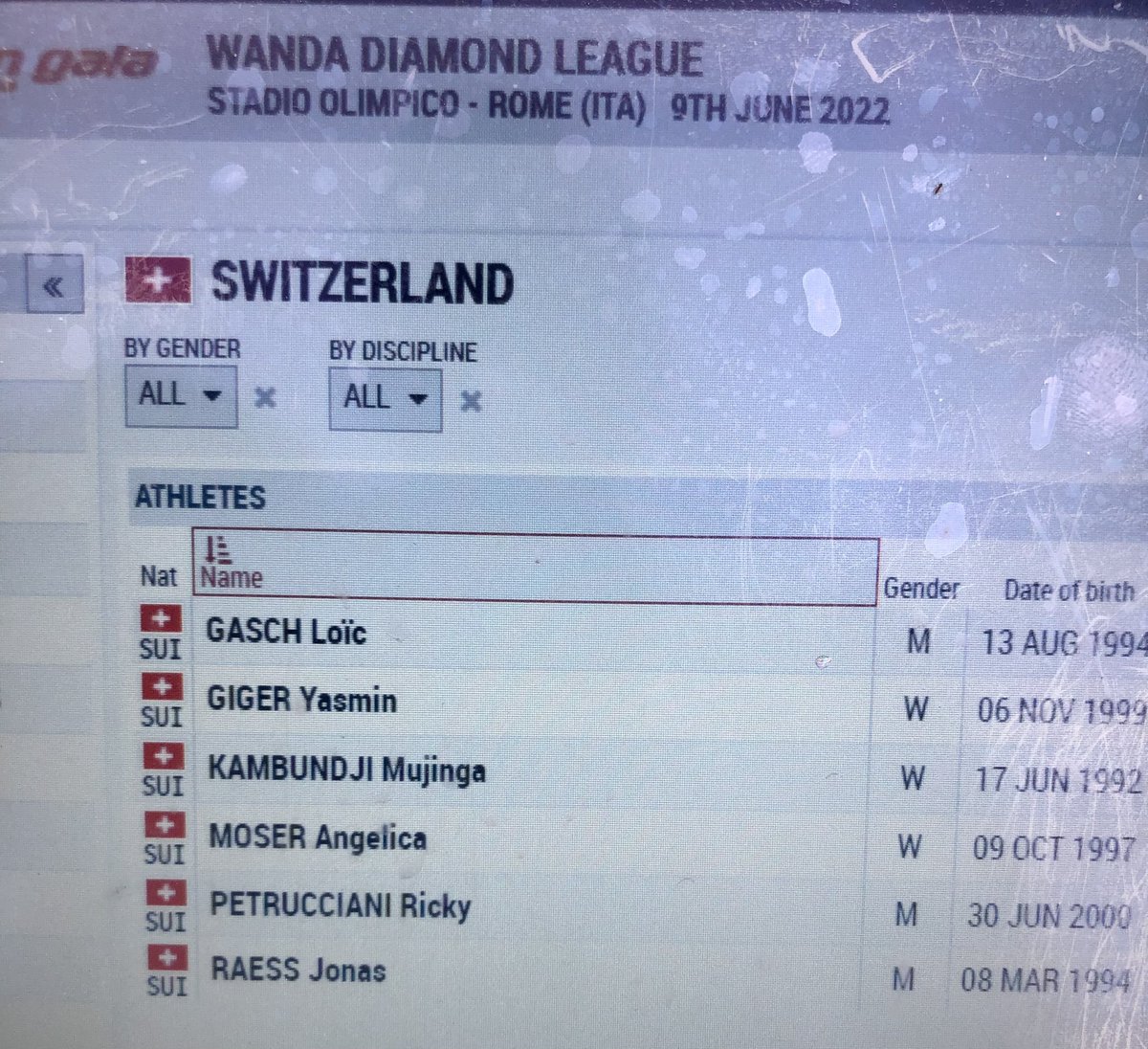 Wow! Sechs @SwissAthletics Athlet:innen in der  @Diamond_League im Rom am Start. Ab 20:00 Uhr @SRFinfo! @srfsport