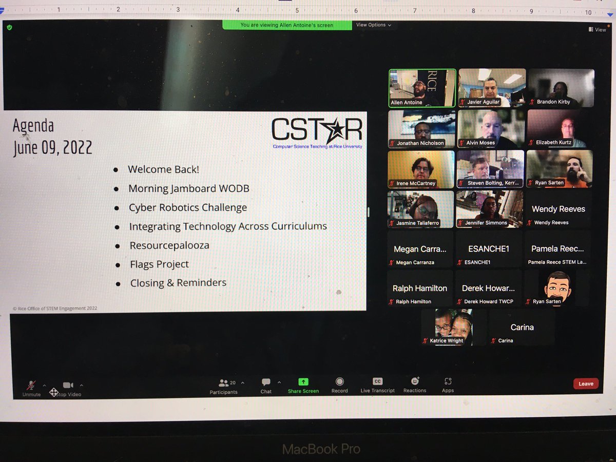 javierfaguilar's tweet image. Excited & ready to present the
@GoCoderZ -Amazon Cyber Robotics Challenge @AmazonNews #AmazonFutureEngineer #robotics
#virtualrobotics at #CSTaR2022
#RiceU_STEM
@mathematic_AL
#RiceSTEM
Advocate for #equity #diversity #confidence #RemoteLearning #CSforGood #creativity
#CSforALL
