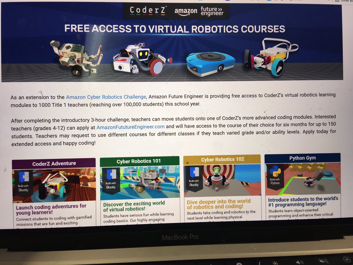 javierfaguilar's tweet image. Excited & ready to present the
@GoCoderZ -Amazon Cyber Robotics Challenge @AmazonNews #AmazonFutureEngineer #robotics
#virtualrobotics at #CSTaR2022
#RiceU_STEM
@mathematic_AL
#RiceSTEM
Advocate for #equity #diversity #confidence #RemoteLearning #CSforGood #creativity
#CSforALL