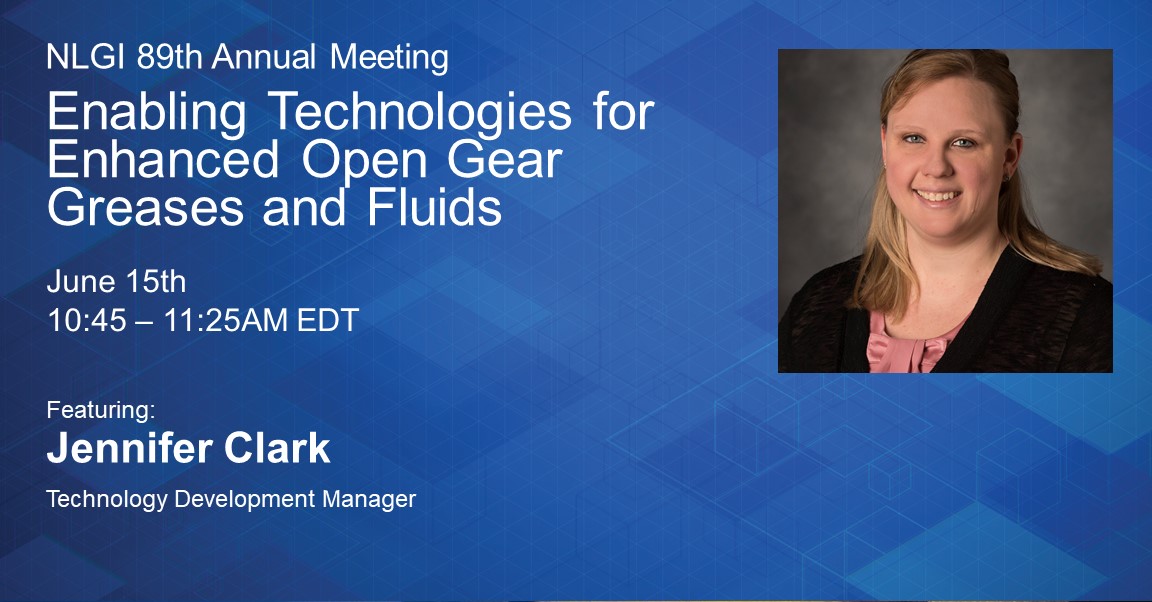 Are you attending the National Lubricating Grease Institute's 89th Annual Meeting? We invite you to attend Jennifer Clark's presentation on enabling technologies for enhanced open gear greases and fluids. Complete agenda here: go.lubrizol.com/qg8w8h7r

#lubricants #conference