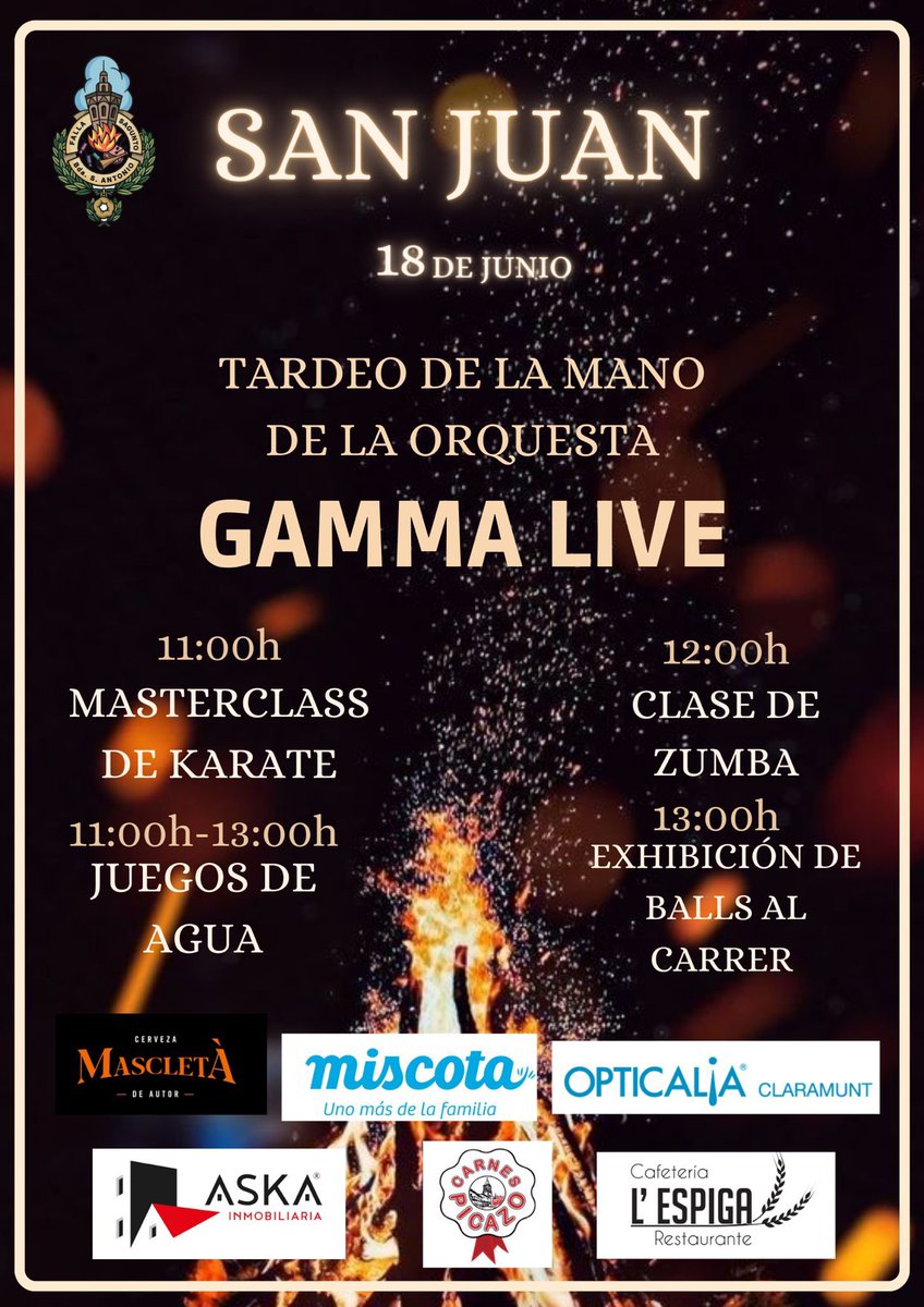 Fallaspu45_'s tweet photo. El 18 de Junio tenemos la FIESTA DE SAN JUAN🤗🤗 en la que podremos disfrutar del tardeo de la mano de GAMMA LIVE!!!!! Tenemos un montón de sorpresas !!!! 
https://t.co/3oEbAzUYN1… https://t.co/scQCQbc2of