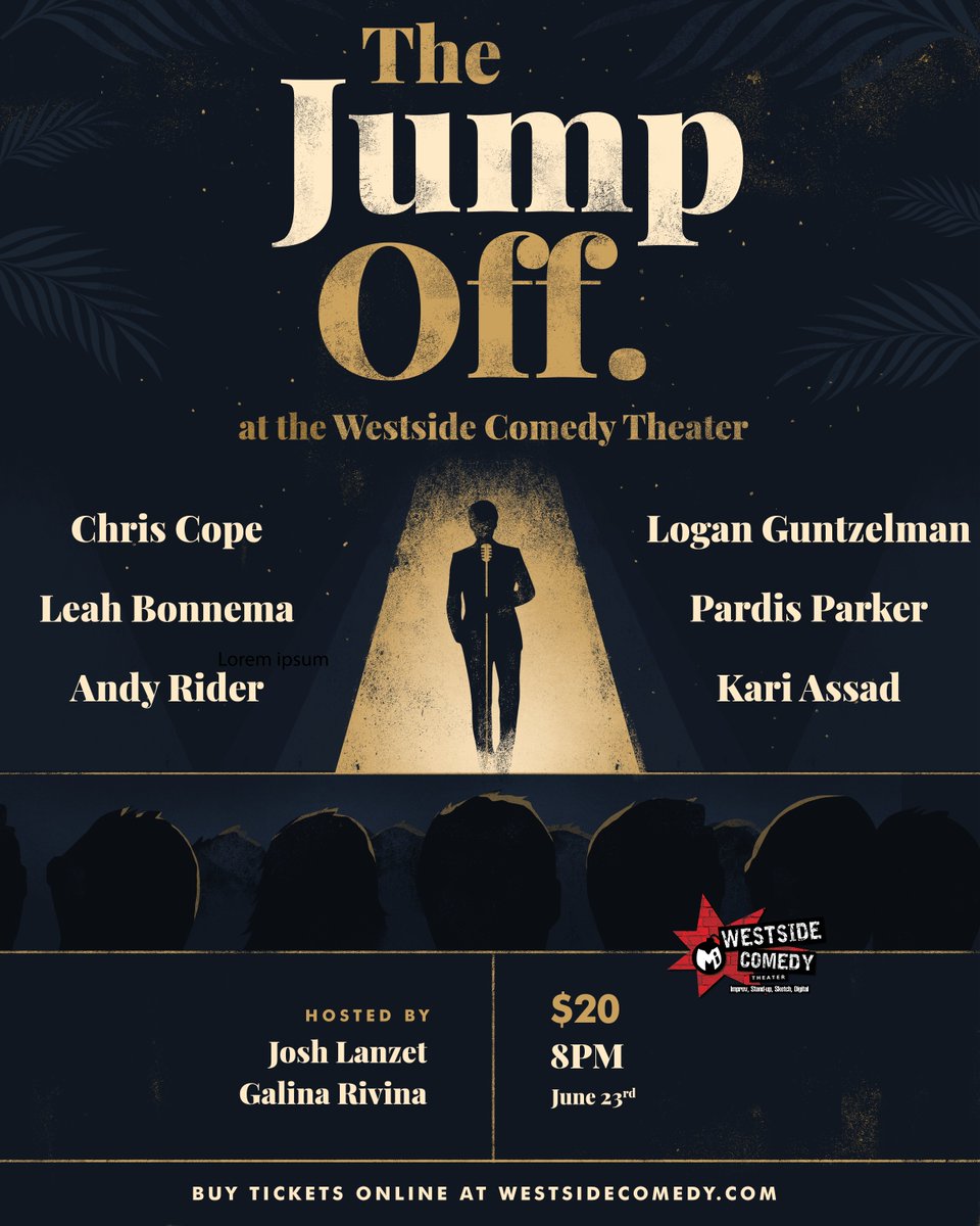 JumpOff_Comedy's tweet image. Incredible June lineup coming on 6/23! Grab tickets at loom.ly/yQaTMDM (Use code "JUMP5OFF" for $5 off!)

@ChrisCopeComedy @adirtyguntz @LeahBonnema @pardisparker @TheAndyRider @kariassad @westsidecomedy