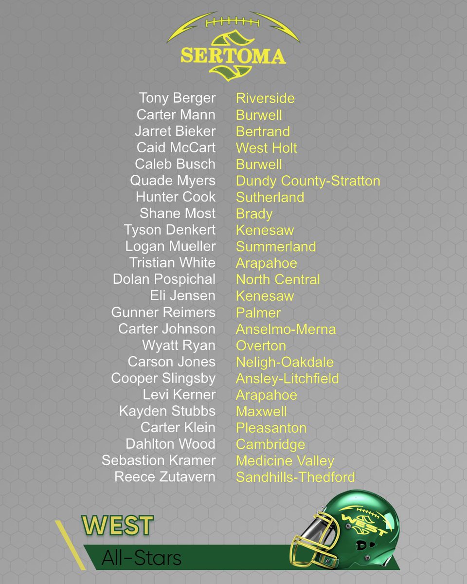 NEMFCA (@ne8manfb) on Twitter photo Rosters for the 45th edition of the Sertoma 8-Man All-Star Classic in Hastings!
Come support the teams or watch it on <a href="/strivsports/">Striv Sports</a>
🔗: strivsports.com/2022-sertoma-f…
#nebpreps Rosters for the 45th edition of the Sertoma 8-Man All-Star Classic in Hastings!
Come support the teams or watch it on <a href="/strivsports/">Striv Sports</a>
🔗: strivsports.com/2022-sertoma-f…
#nebpreps