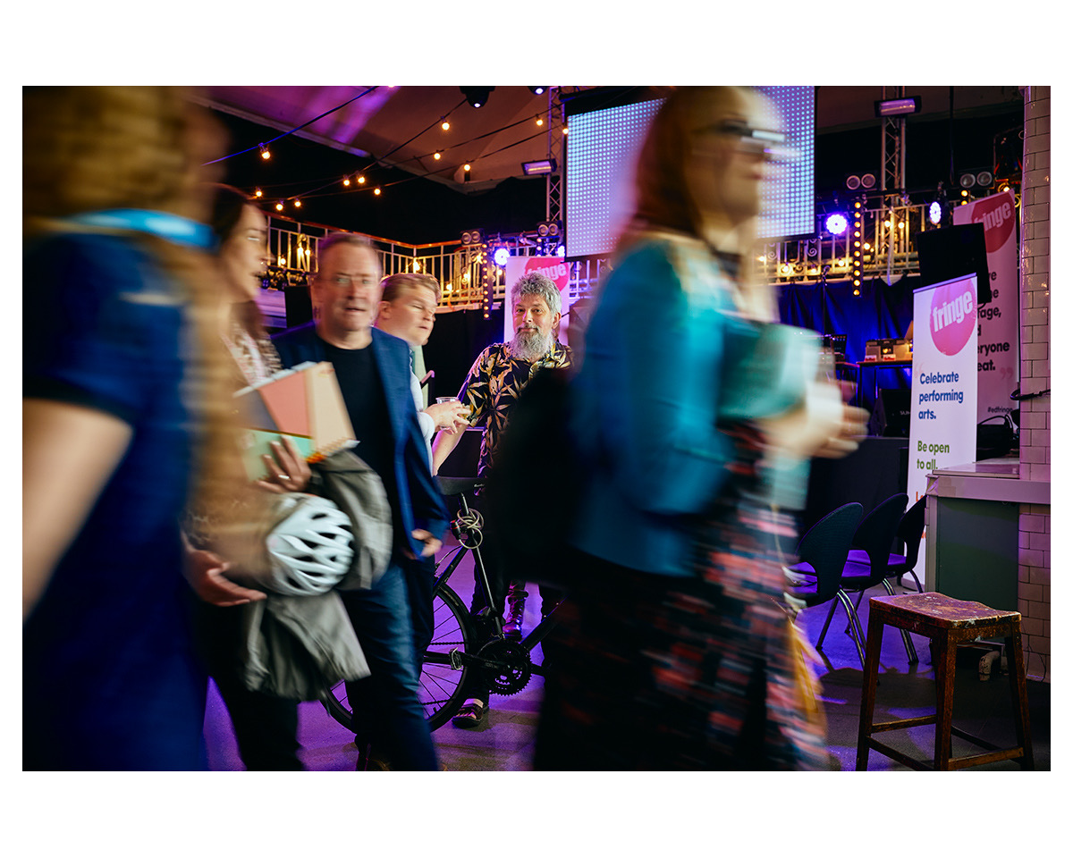 Edinburgh: <a href="/Summerhallery/">Summerhall</a> 
Thurs 9 June 2022
📷<a href="/peterDibdin/">Peter Dibdin</a> 
57 days to "the most important #Edinburgh #Festivals since the first".
Back-room bods in the dissection room for @EdFringe's launch of its new "vision" -  commitments to become "more inclusive, fair and sustainable".